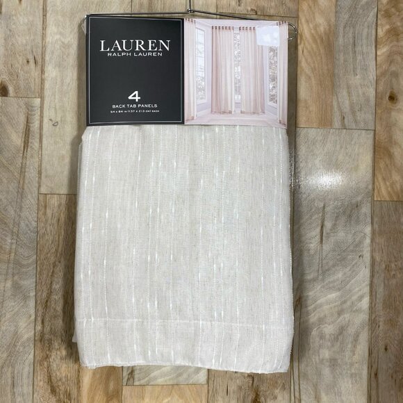 4 Panels Ralph Lauren 54x 84 Linen Marley Natural Beige Curtains Striped Stripes - Picture 9 of 9